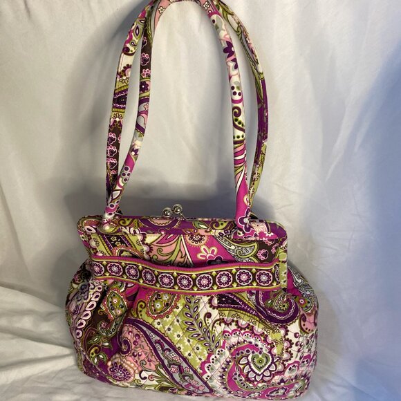 Vera Bradley Very Berry Paisley Kiss Lock Double Handle shoulder bag - Picture 4 of 8